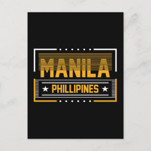 Manila Philippines Modern Typography Travel Design Postcard