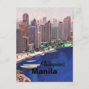 Manila Philippines Postcard Art,Philippines Travel