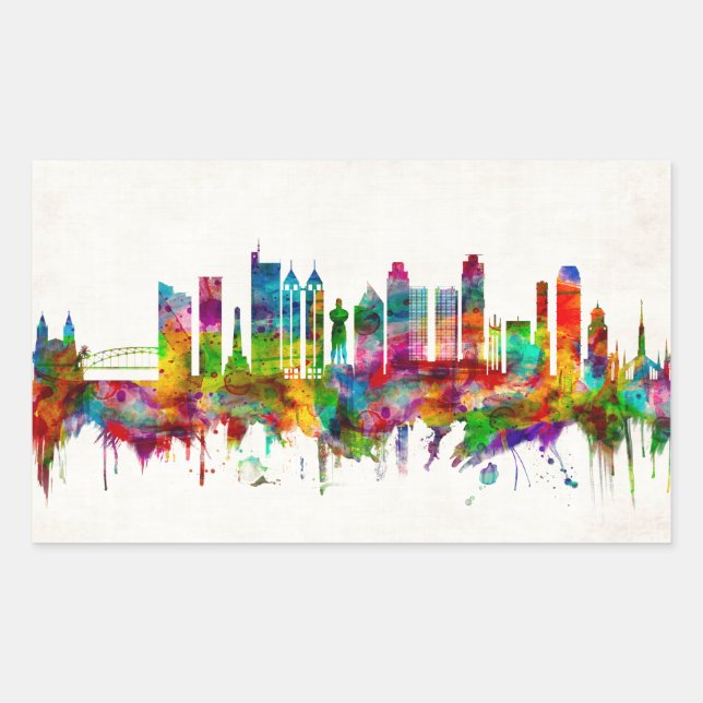 Manila Philippines Skyline Rectangular Sticker (Front)