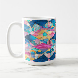 “Manilva” Blue Pink Sand Fractured Waves Coffee Mug