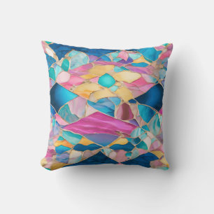 “Manilva” Blue Pink Sand Fractured Waves Cushion