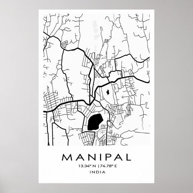 Manipal Map Poster | Karnataka| India (Front)