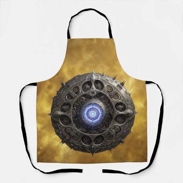 Manipulated Julia Fractal On Gold Background Apron (Front)