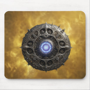 Manipulated Julia Fractal On Gold Background Mouse Pad