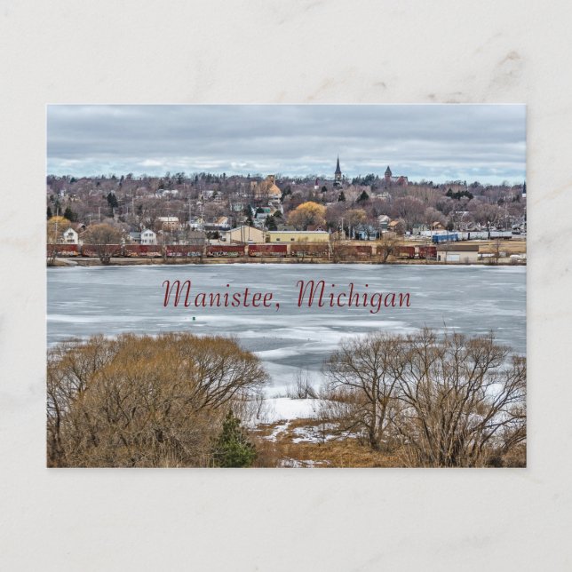 Manistee - A Small Town on Lake Michigan Postcard (Front)
