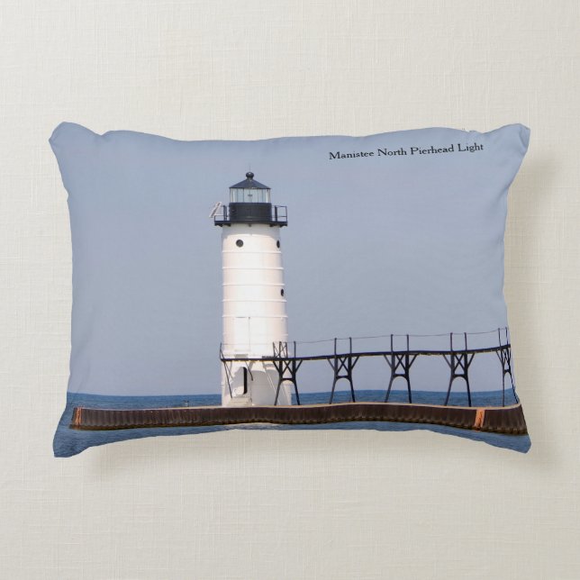 Manistee North Pierhead Light accent pillow (Front)