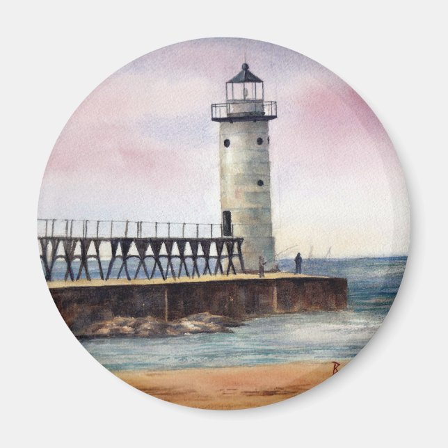 Manistee North Pierhead Light Magnet (Front)