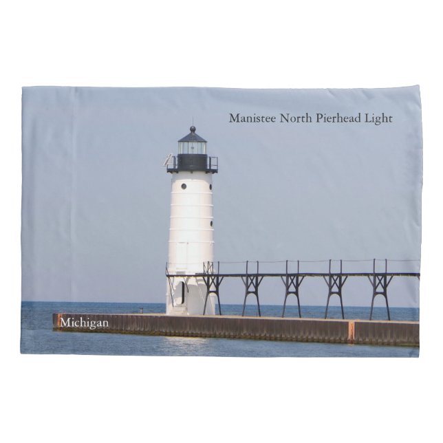 Manistee North Pierhead Light pillow case (Back)