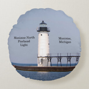 Manistee North Pierhead Light round pillow