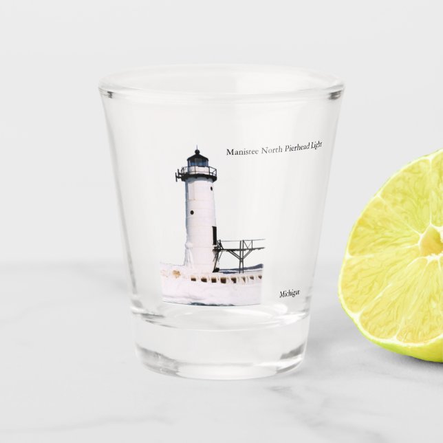 Manistee North Pierhead Light shot glass (Front)