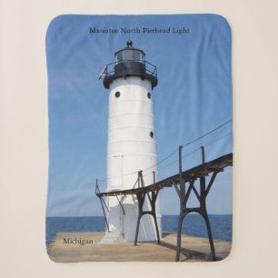 Manistee North Pierhead Light tall sherpa blanket