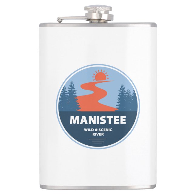 Manistee Wild And Scenic River Hip Flask (Front)