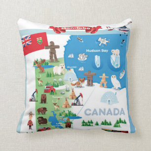 Manitoba Canada Cartoon Poster Cushion