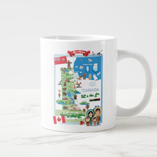 Manitoba Canada Cartoon Poster Large Coffee Mug (Right)