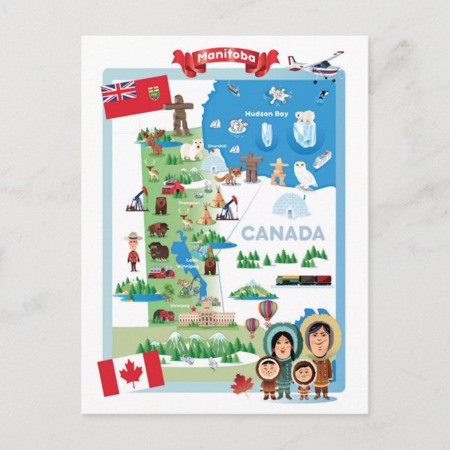 Manitoba Canada Cartoon Poster Postcard (Front)
