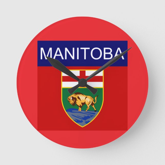 Manitoba Flag  Round Clock (Front)