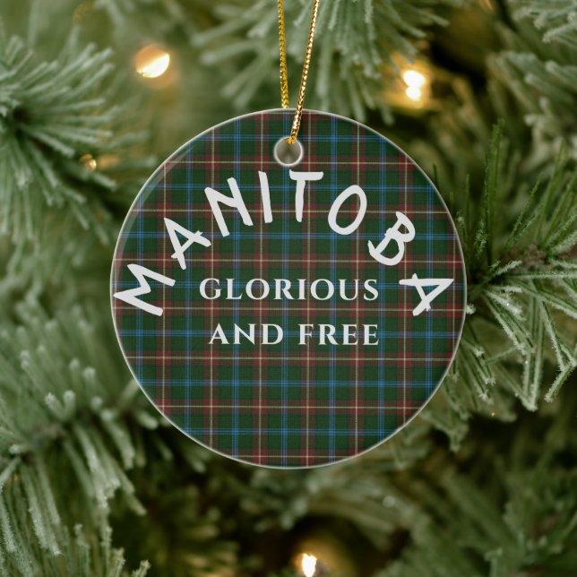 Manitoba Motto and Tartan Ceramic Ornament (Tree)