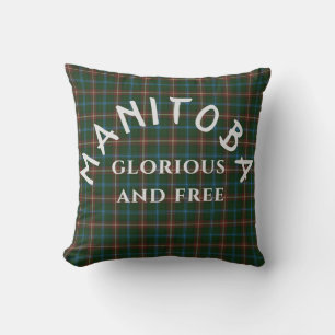 Manitoba Motto and Tartan Cushion