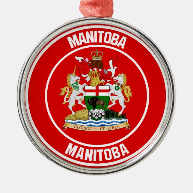 Manitoba Round Emblem Metal Ornament (Front)