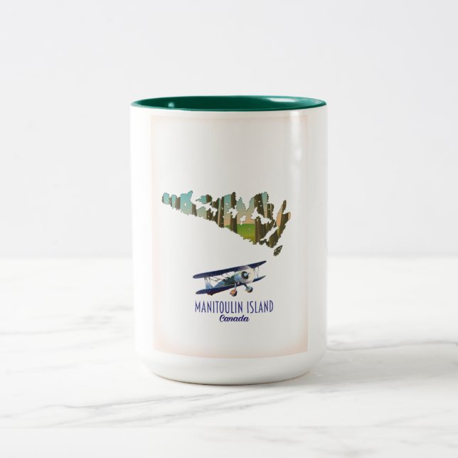 Manitoulin Island Canada map Two-Tone Coffee Mug (Center)