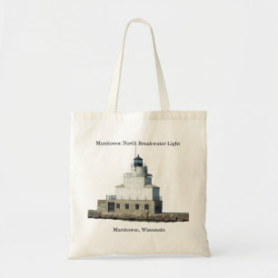 Manitowoc North Breakwater Light cut out tote bag