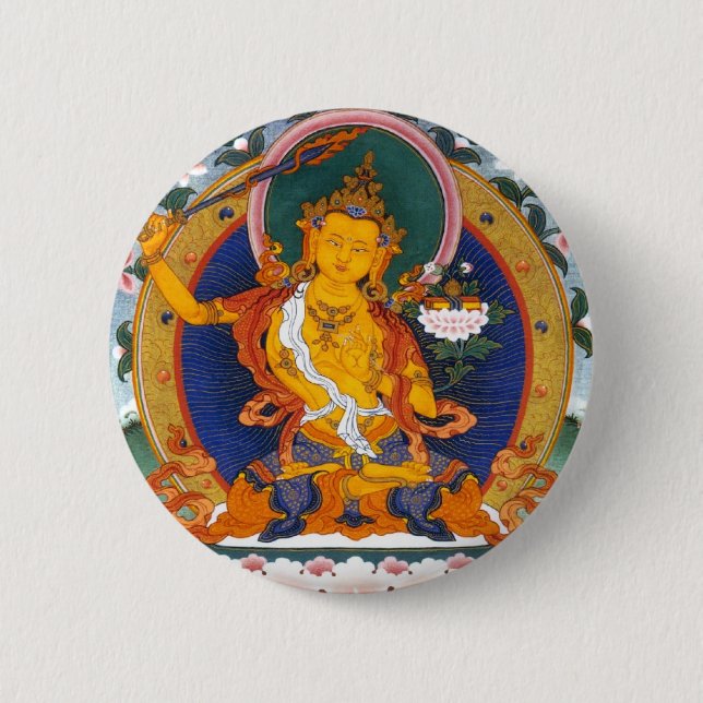 MANJUSHRI TIBET MYTHOLOGY 6 CM ROUND BADGE (Front)