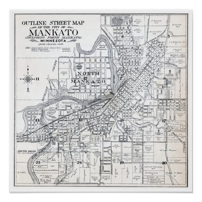 Mankato Map from 1914 Poster (Front)
