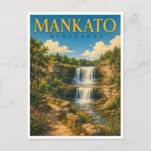 Mankato Minnesota Minneopa Falls GeoSaga Postcard