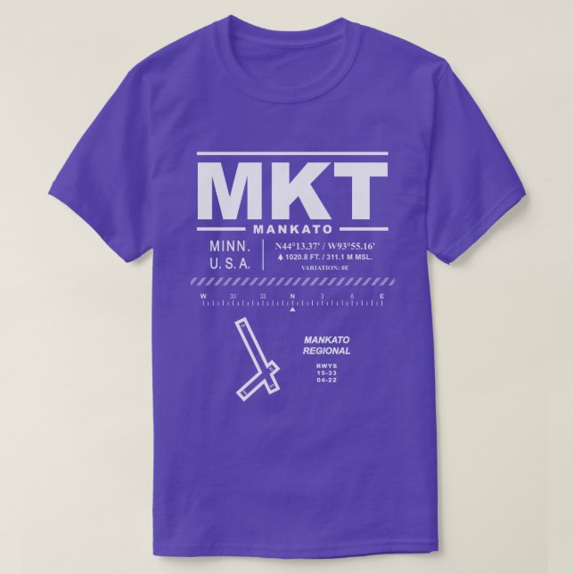 Mankato Regional Airport MKT T-Shirt (Design Front)