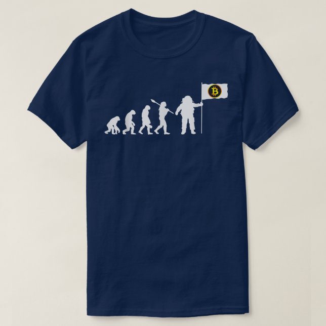 Mankind Evolution Bitcoin Astronaut Moon Crypto BT T-Shirt (Design Front)