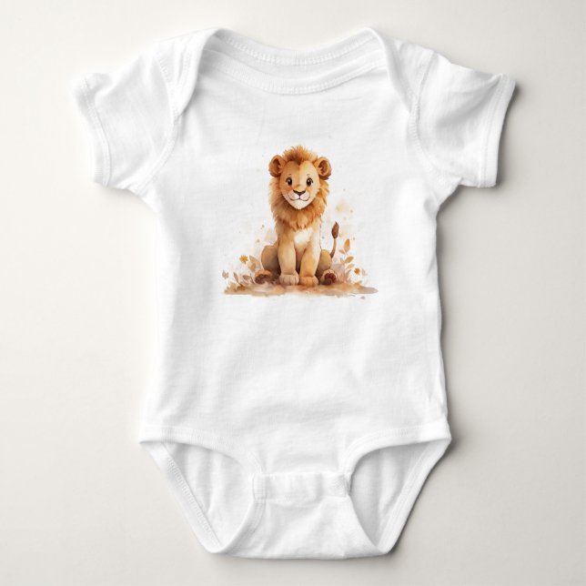 Manly Baby Lion Lioness Cub  Bodysuit (Front)