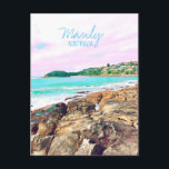 Manly Beach ocean surf Australia travel Postcard<br><div class="desc">Travel photography of Manly Beach in Sydney Australia. Beautiful beach photography of ocean rocks and surfers on the ocean surrounding Manly Beach. Waves and ocean with big sky scenery.</div>