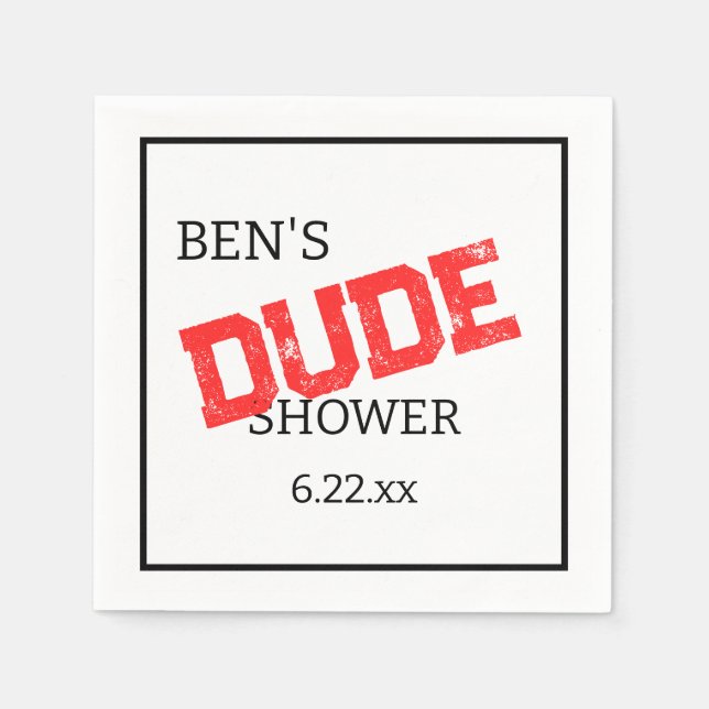 Manly Dude Wedding Shower Napkin (Front)