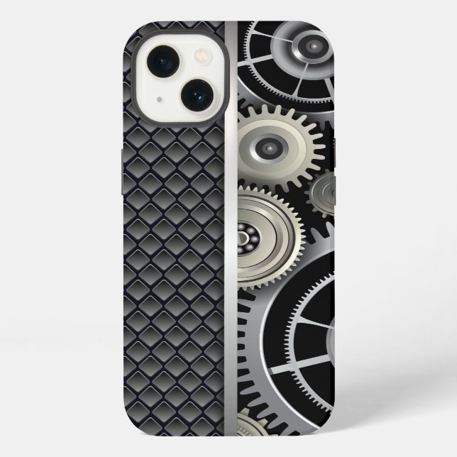 Manly Exposed Gears and Mesh Pattern iPhone Case (Back)