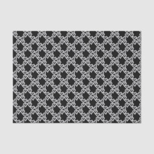 Manly Grey Hearts on Black Tissue Paper