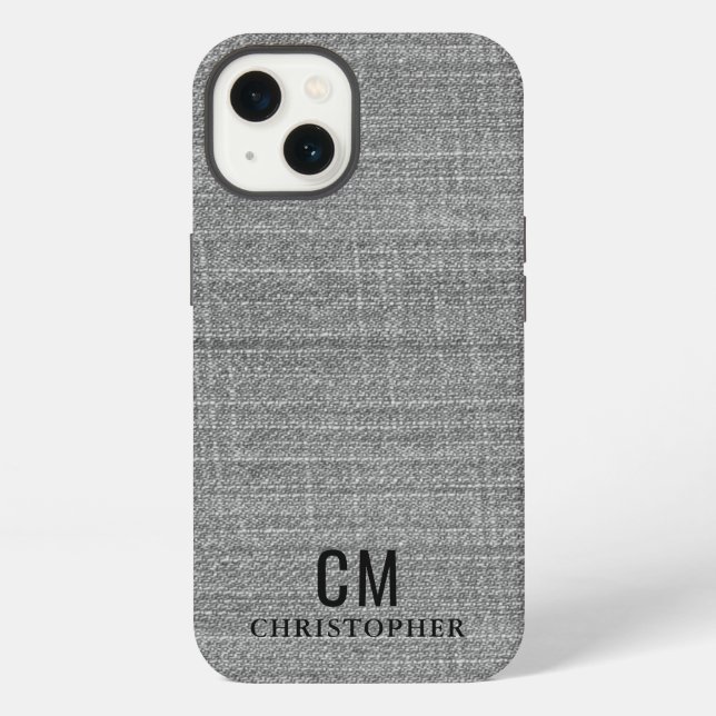 Manly Grey Initial Monogram Simple Minimalist  iPhone Case (Back)