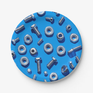 Manly Man Gear Head Nuts and Bolts paper plates