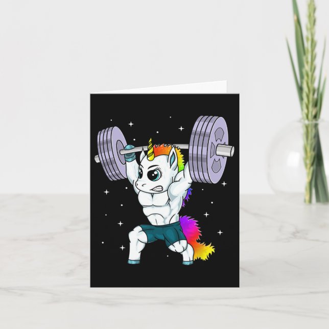 Manly Unicorn Bodybuilding Muscle Funny Workout Gy Card (Front)