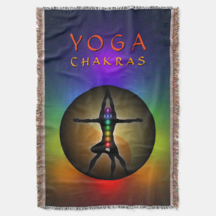 Manly Yoga Seven Chakras Yin Yang Balance Symobol Throw Blanket