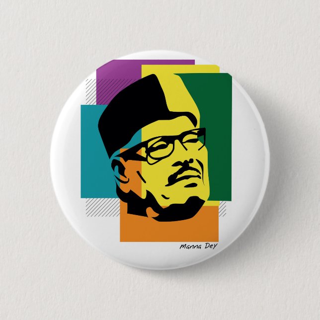 Manna Dey 6 Cm Round Badge (Front)