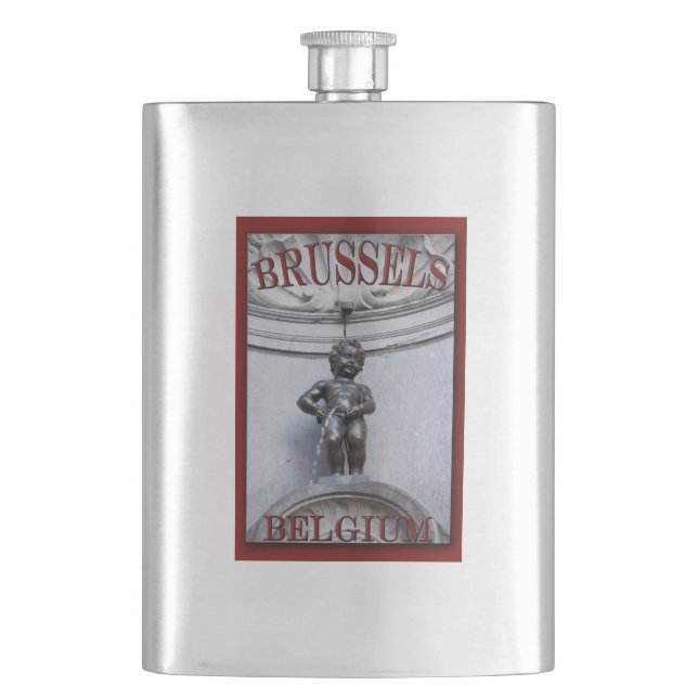 Mannekin Pis in Brussels Hip Flask (Front)