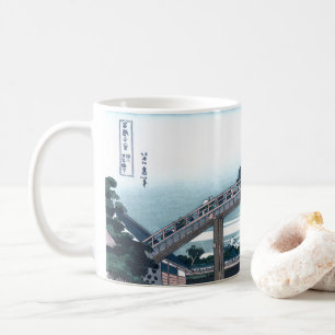 Mannen Bridge, Fukaga Ukiyo-e by Hokusai, Japanese Coffee Mug