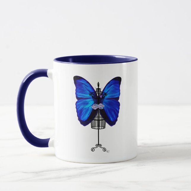 Mannequin Blue Butterfly Mug (Left)