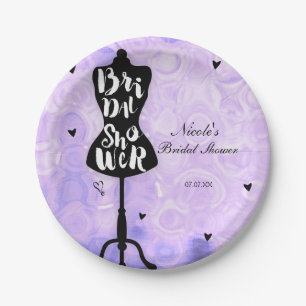 Mannequin Stand Vintage Retro Purple Bridal Shower Paper Plate