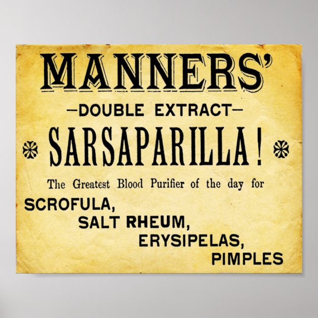 Manners Double Extract Sarsaparilla Print (Front)