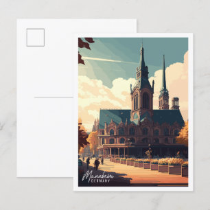 Mannheim Germany vintage travel illustration Postcard