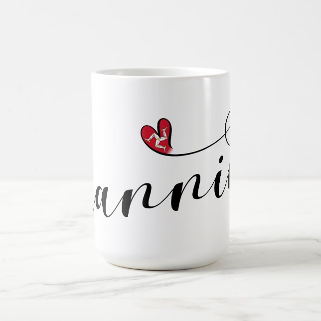 Mannin, Isle of Man Flag Heart, Manx Coffee Mug (Center)