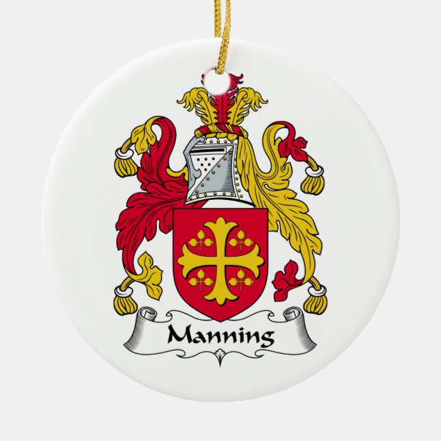Manning Family Crest Ceramic Tree Decoration (Front)