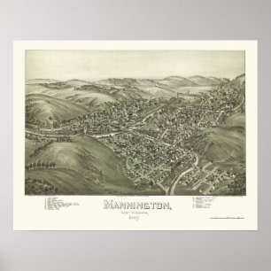 Mannington, WV Panoramic Map - 1897 Poster