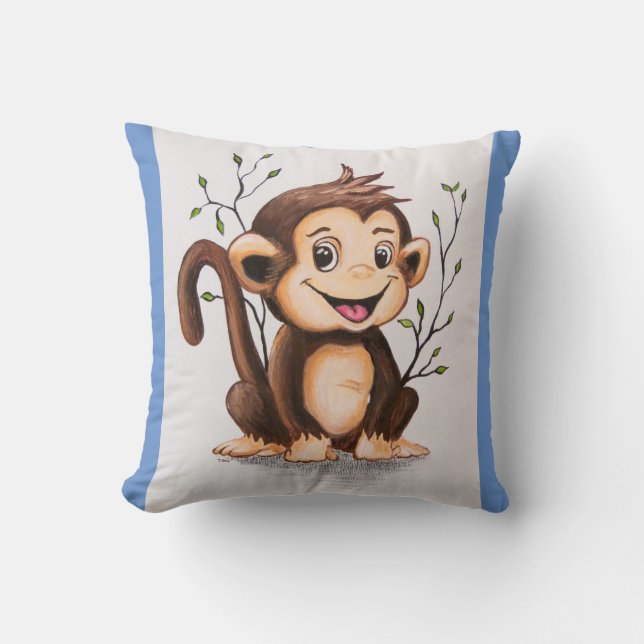 Manny the Monkey 2 Sided Cushion (Front)